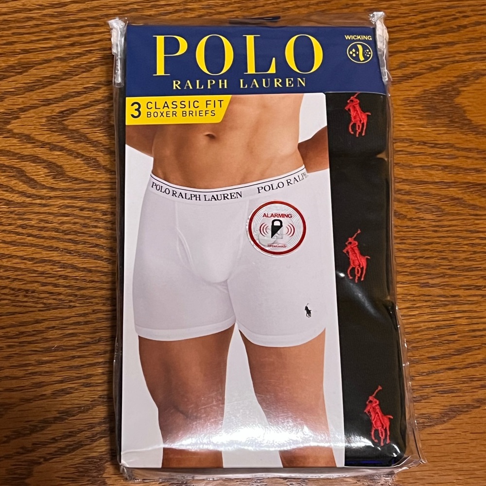 NWT 3 - Pack of Polo Ralph Lauren Classic Fit Boxer Briefs - All Black -Size: L